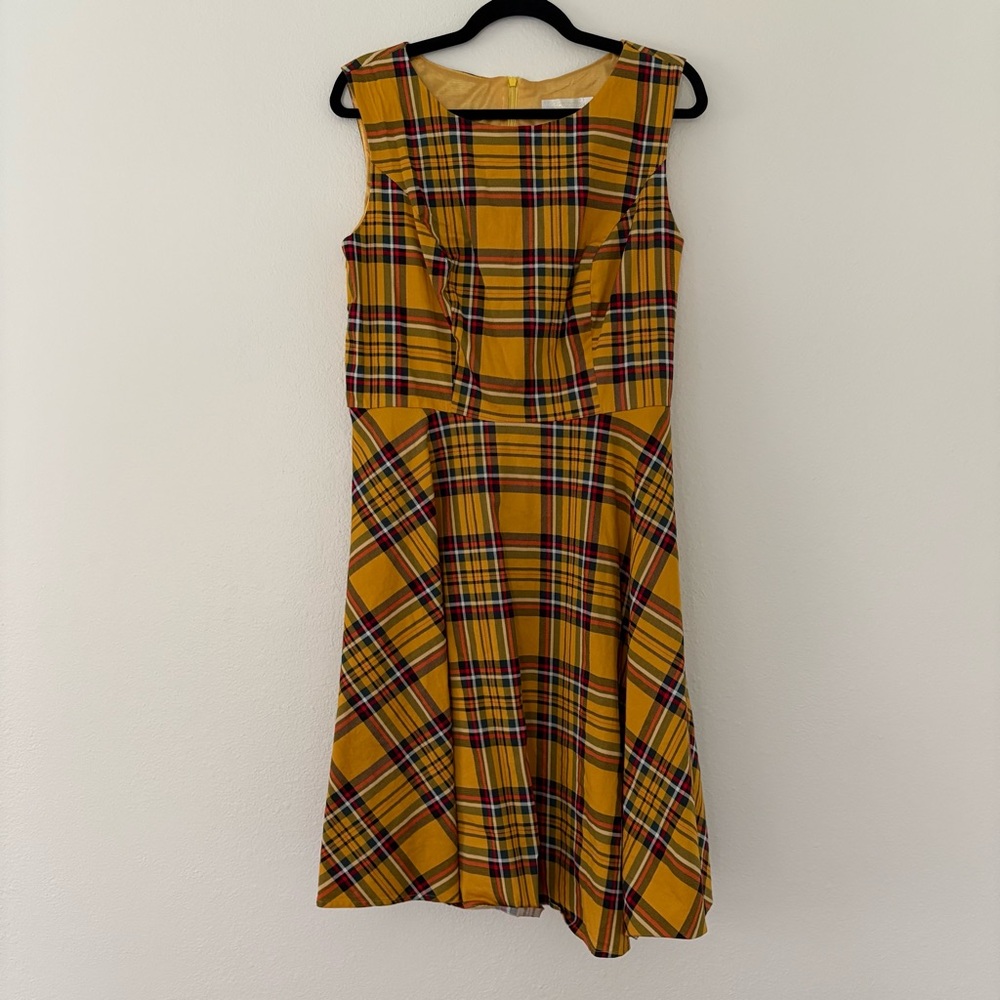 Yellow Plaid Sleeveless Dress Vintage